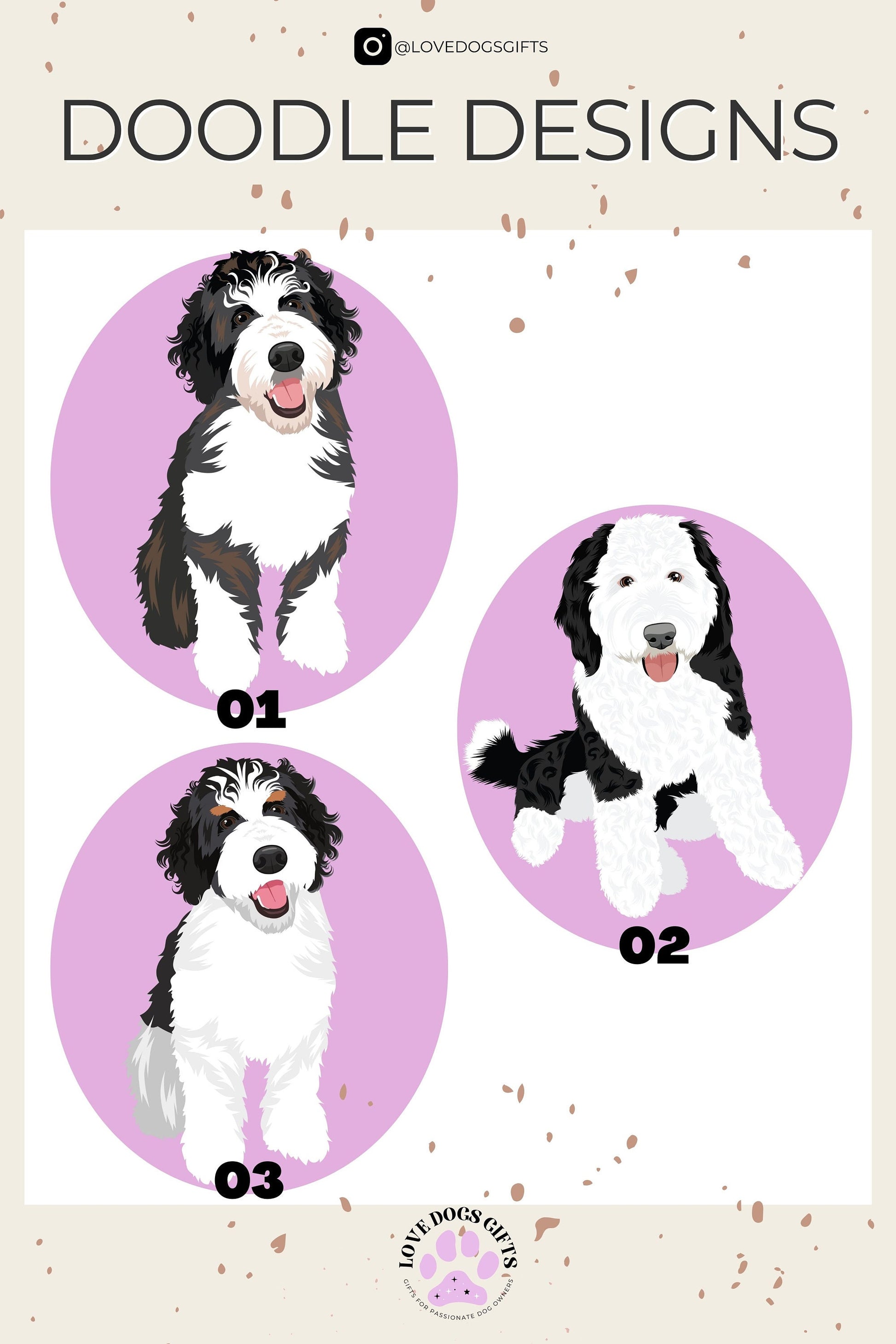 Bernedoodle Ornament Sand | Metal ywd4kc-br.myshopify.com