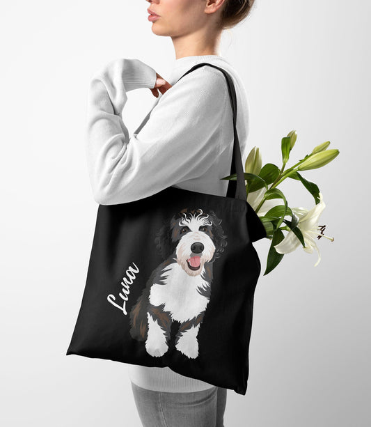 Bernedoodle Tote Bag With Dog Name ywd4kc-br.myshopify.com