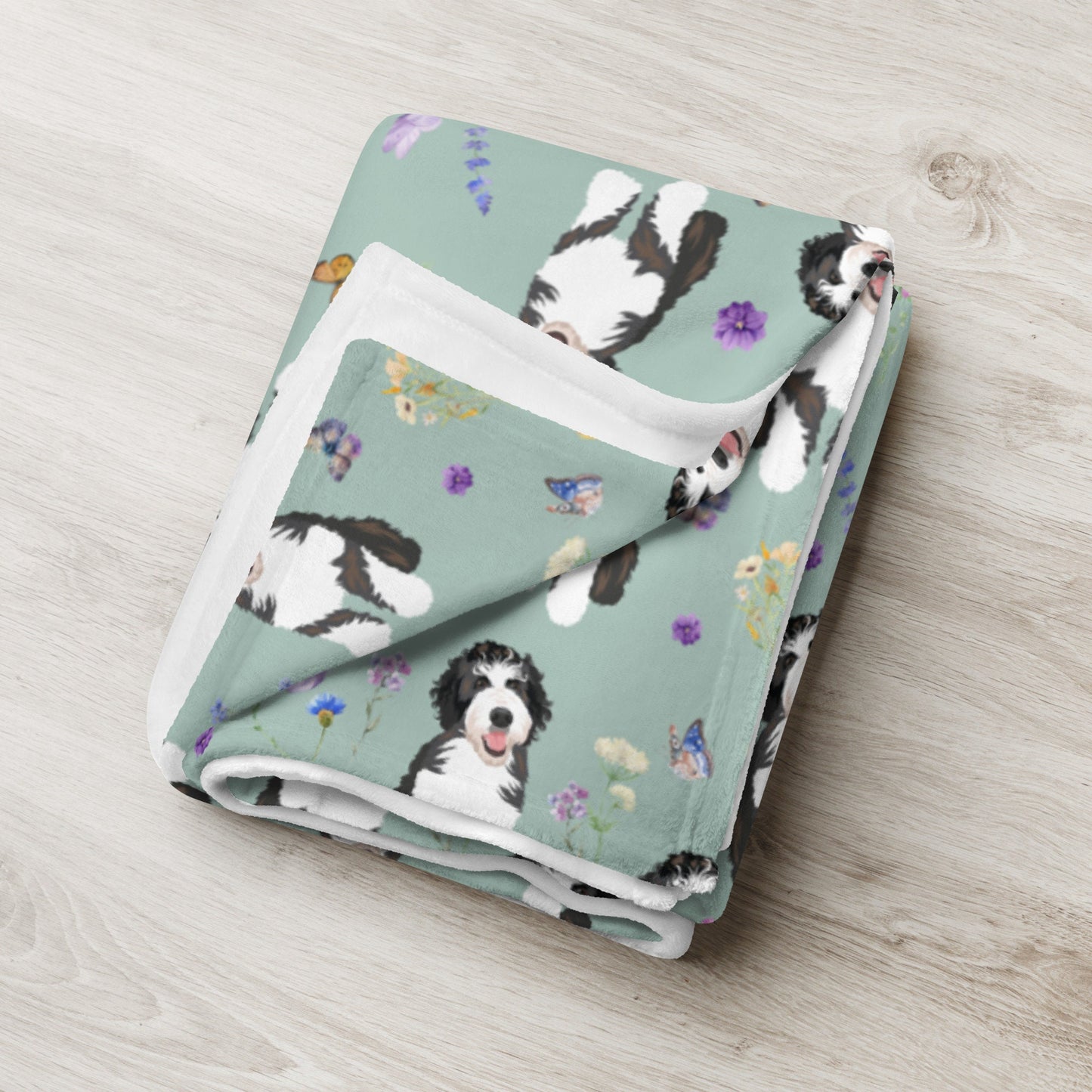 Bernedoodle blanket with wildflowers ywd4kc-br.myshopify.com