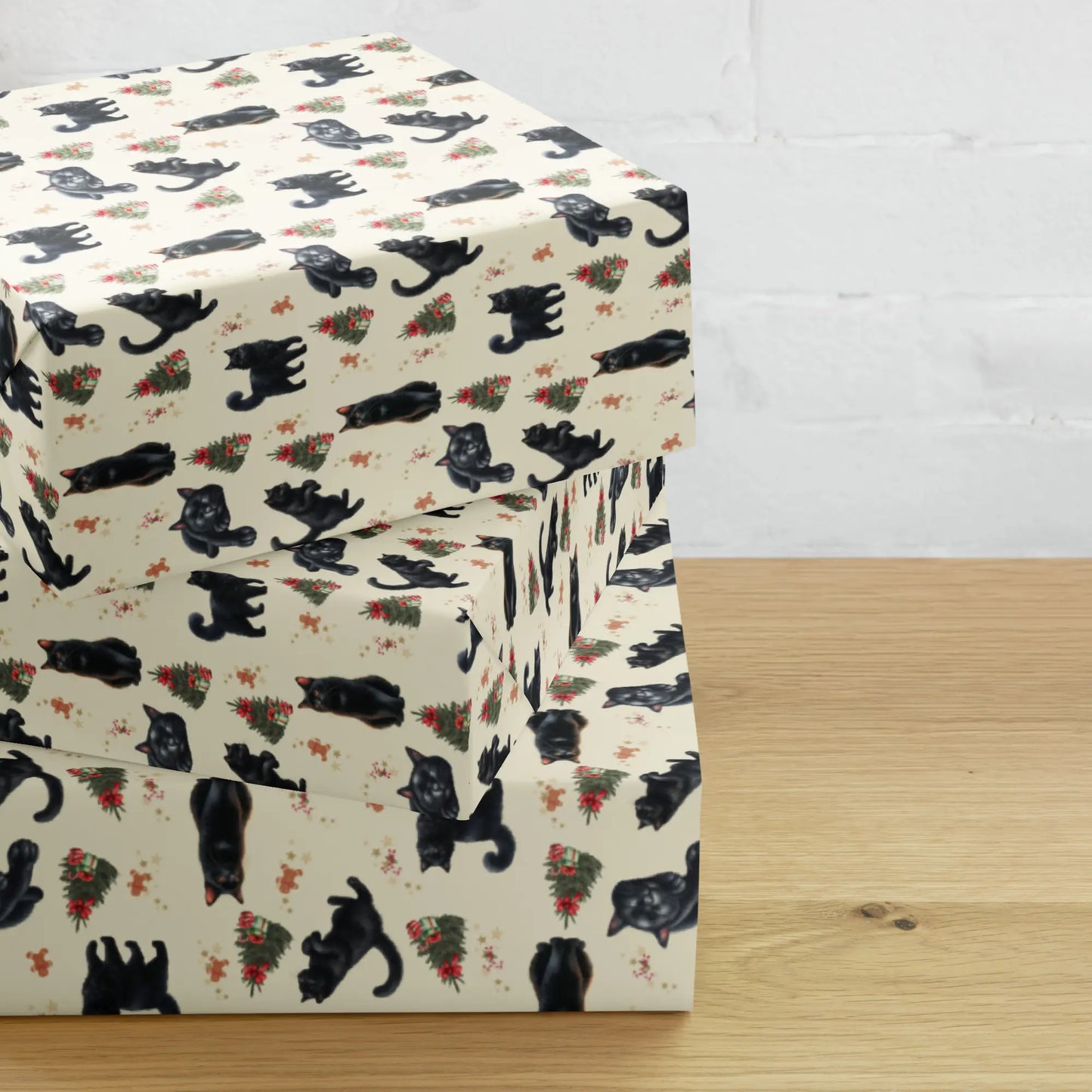 Black Cat Christmas Wrapping Paper | 3 Sheets