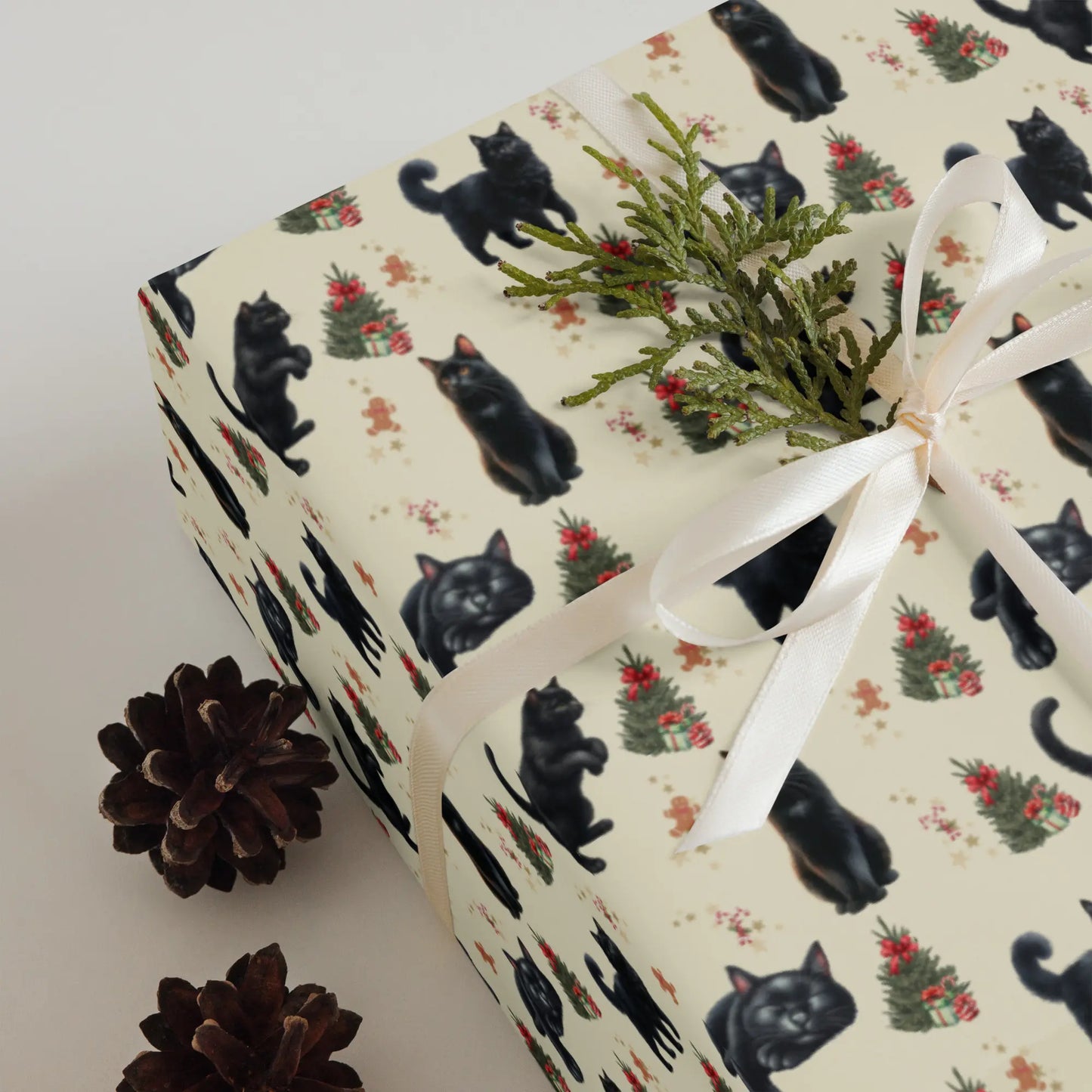 Black Cat Christmas Wrapping Paper | 3 Sheets