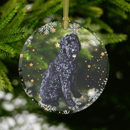 Black Goldendoodle Christmas Ornament | Wth Dogs Name | Glass ywd4kc-br.myshopify.com