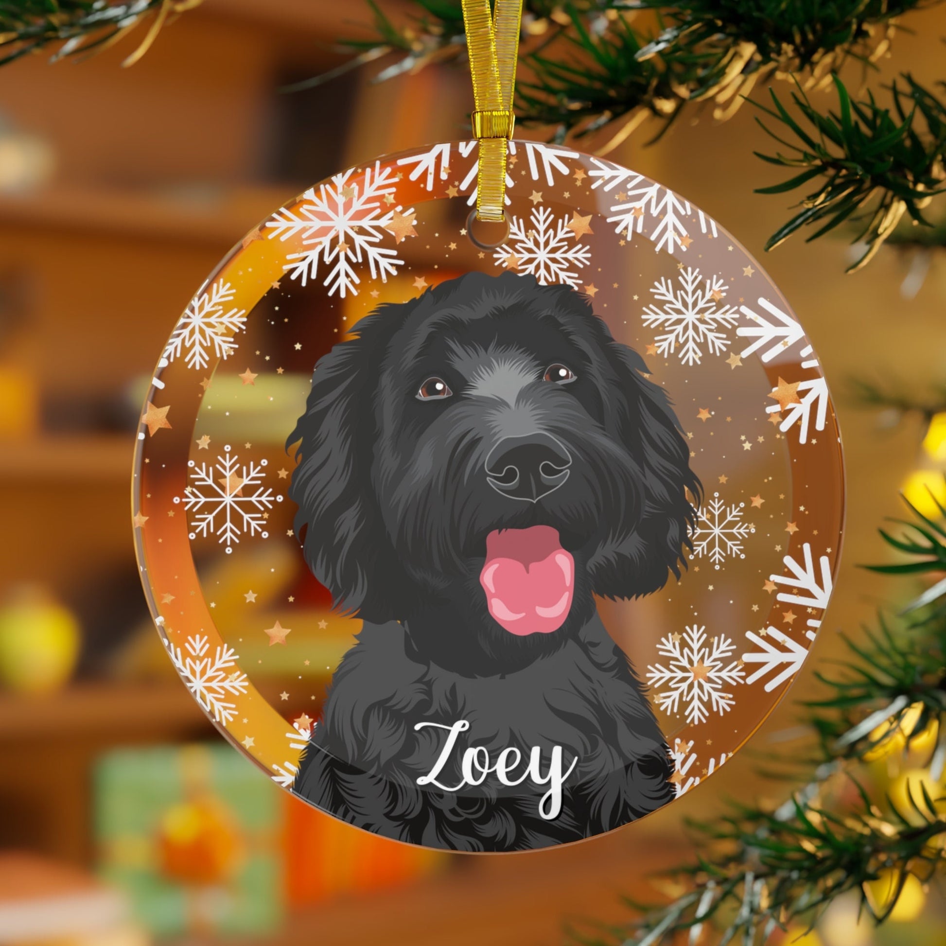 Black Goldendoodle Glass Ornament | Dog Tree Decor ywd4kc-br.myshopify.com
