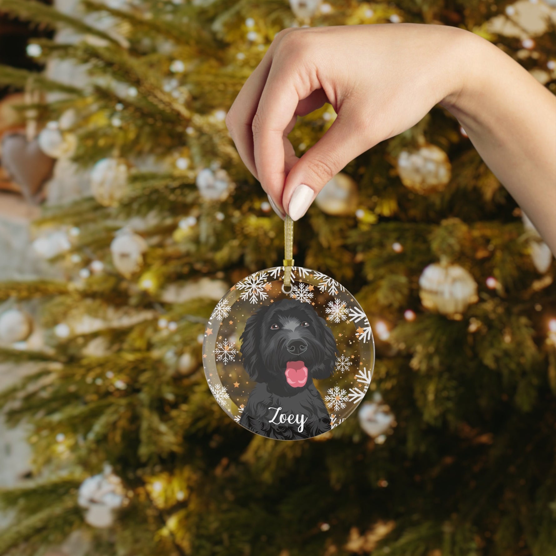 Black Goldendoodle Glass Ornament | Dog Tree Decor ywd4kc-br.myshopify.com