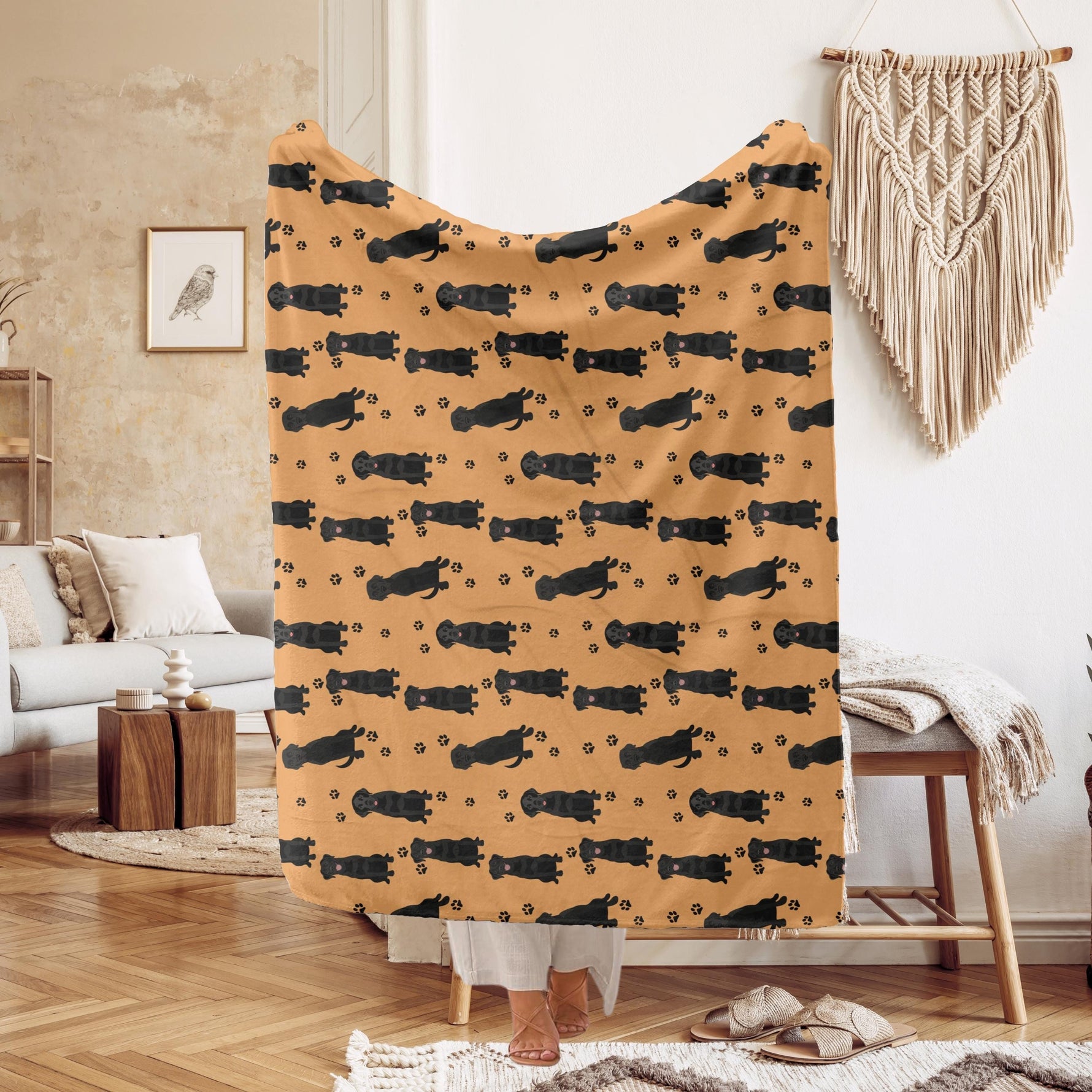Black Labrador Blanket | Throw With Dog Paws ywd4kc-br.myshopify.com