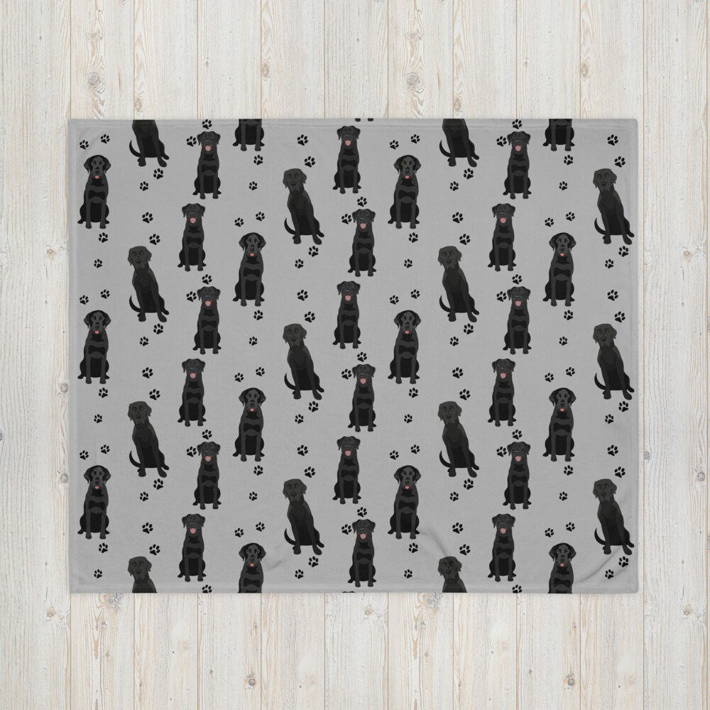 Black Labrador Blanket | Throw With Dog Paws ywd4kc-br.myshopify.com