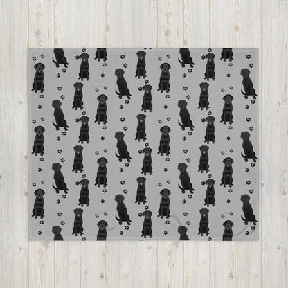 Black Labrador Blanket | Throw With Dog Paws ywd4kc-br.myshopify.com