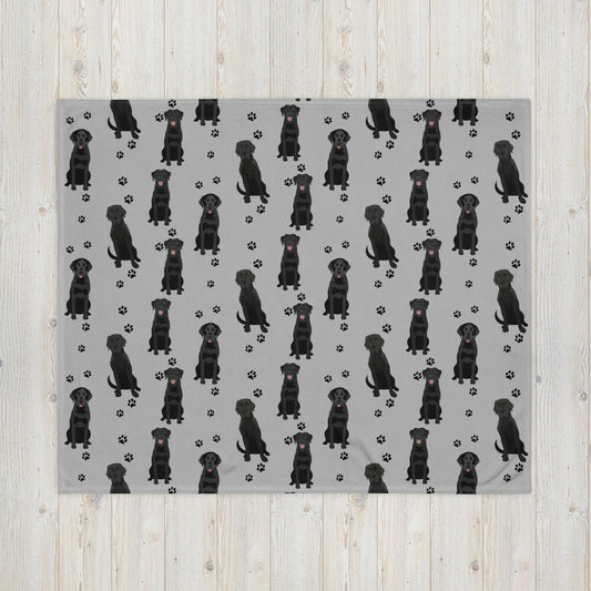 Black Labrador Blanket | Throw With Dog Paws ywd4kc-br.myshopify.com