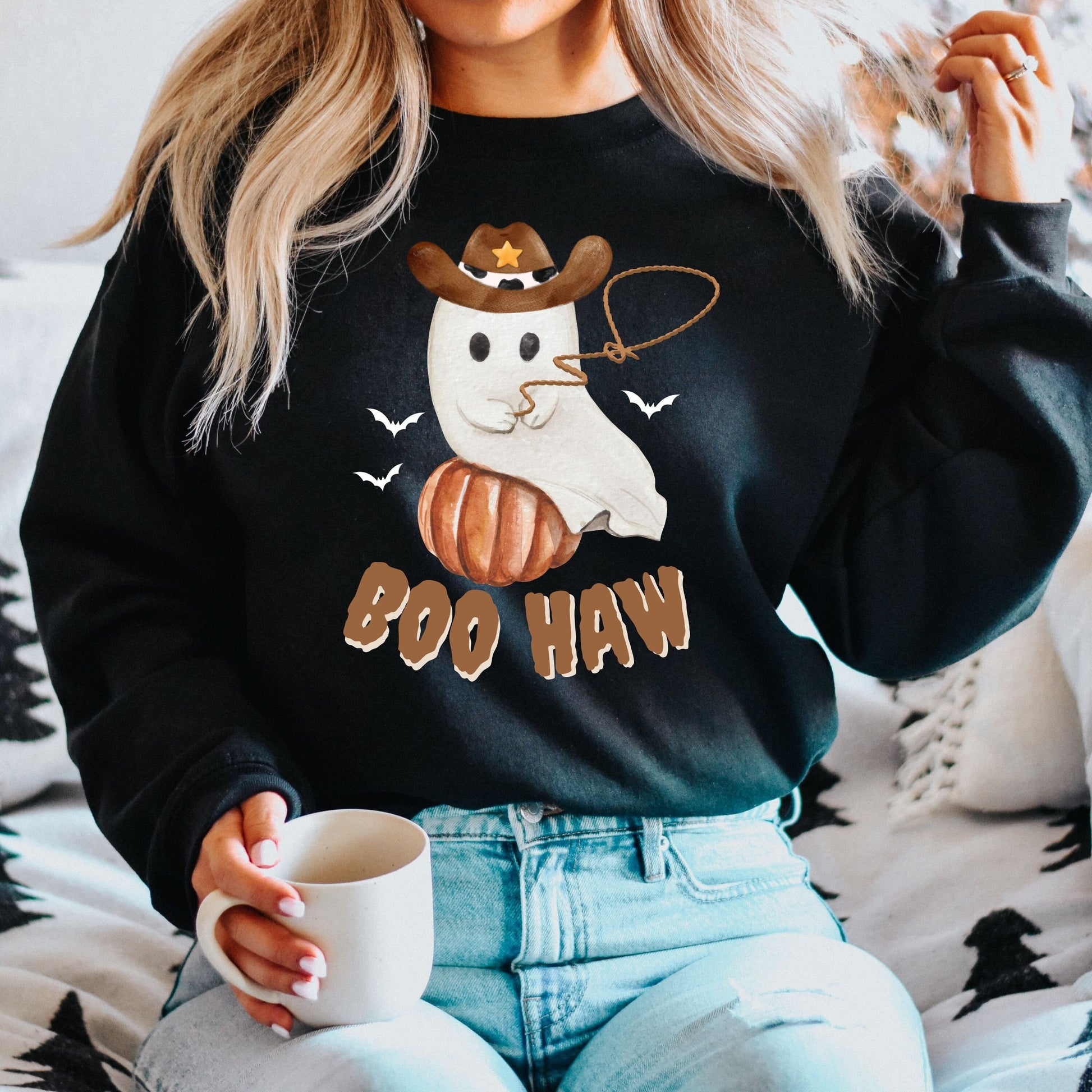 Boo Haw Western Ghost And Pumpkin Sweatshirt ywd4kc-br.myshopify.com