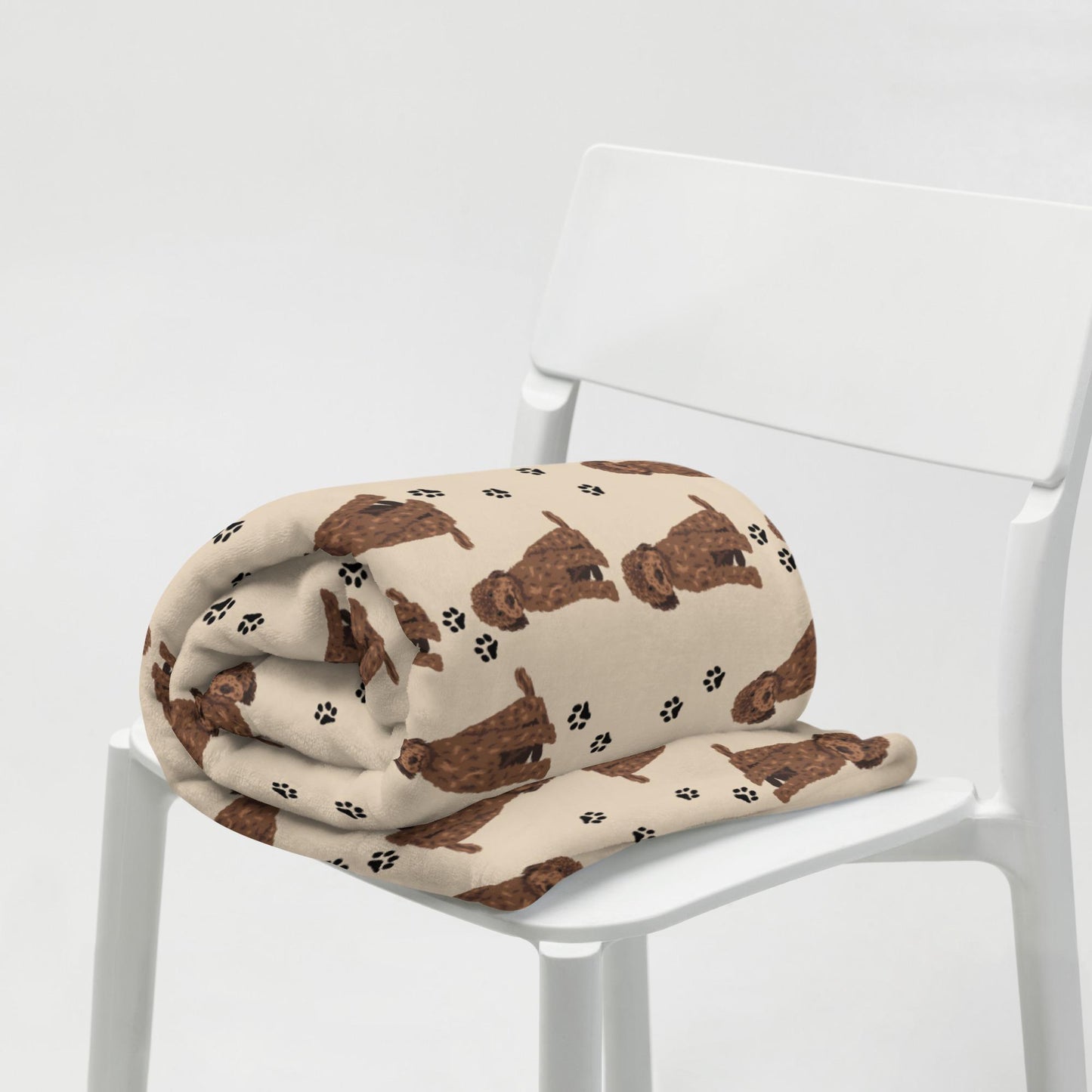 Chocolate Golden doodle blanket with paws ywd4kc-br.myshopify.com