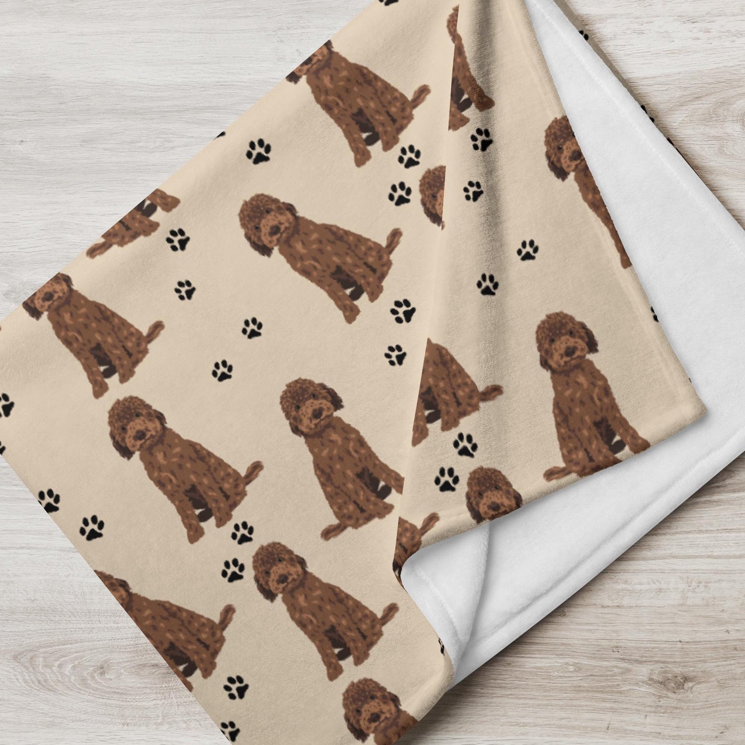 Chocolate Golden doodle blanket with paws ywd4kc-br.myshopify.com