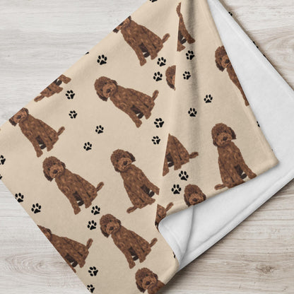 Chocolate Golden doodle blanket with paws ywd4kc-br.myshopify.com