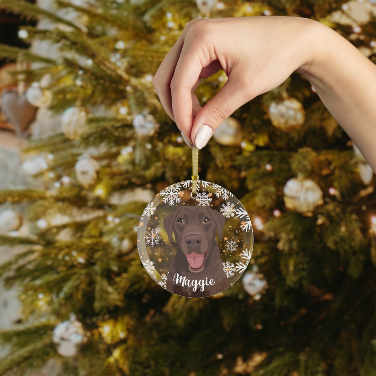 Chocolate Labrador Glass Ornament | Elegant Dog Tree Decor ywd4kc-br.myshopify.com