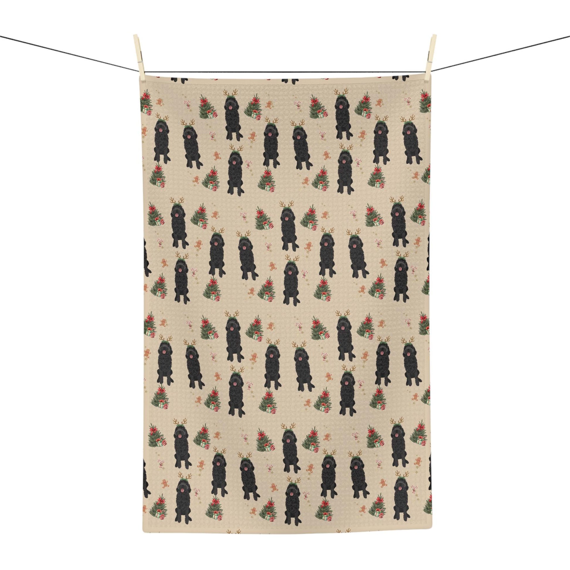 Christmas Black Goldendoodle Kitchen Towel | 8 Color Options ywd4kc-br.myshopify.com