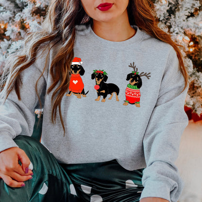 Christmas Dachshund sweatshirt, doxie mama, black tan dachshund gift, doxie shirt, sausage dog, dog mom crewneck, xmas, mom birthday gift ywd4kc-br.myshopify.com