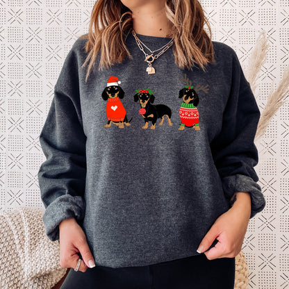 Christmas Dachshund sweatshirt, doxie mama, black tan dachshund gift, doxie shirt, sausage dog, dog mom crewneck, xmas, mom birthday gift ywd4kc-br.myshopify.com