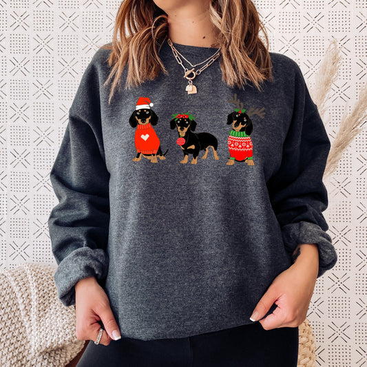 Christmas Dachshund sweatshirt, doxie mama, black tan dachshund gift, doxie shirt, sausage dog, dog mom crewneck, xmas, mom birthday gift ywd4kc-br.myshopify.com