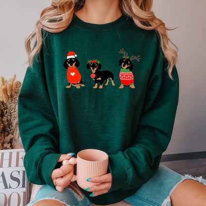 Christmas Dachshund sweatshirt, doxie mama, black tan dachshund gift, doxie shirt, sausage dog, dog mom crewneck, xmas, mom birthday gift ywd4kc-br.myshopify.com
