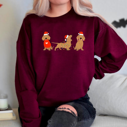 Christmas Dachshund sweatshirt, doxie mama, tan dachshund gift, doxie shirt, sausage dog, dog mom crewneck, xmas gift, wife birthday gift ywd4kc-br.myshopify.com
