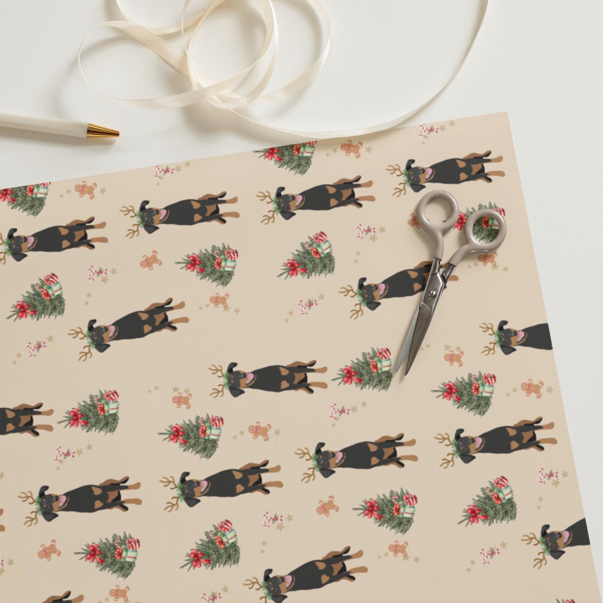Christmas Doberman Wrapping Paper Sheets ywd4kc-br.myshopify.com