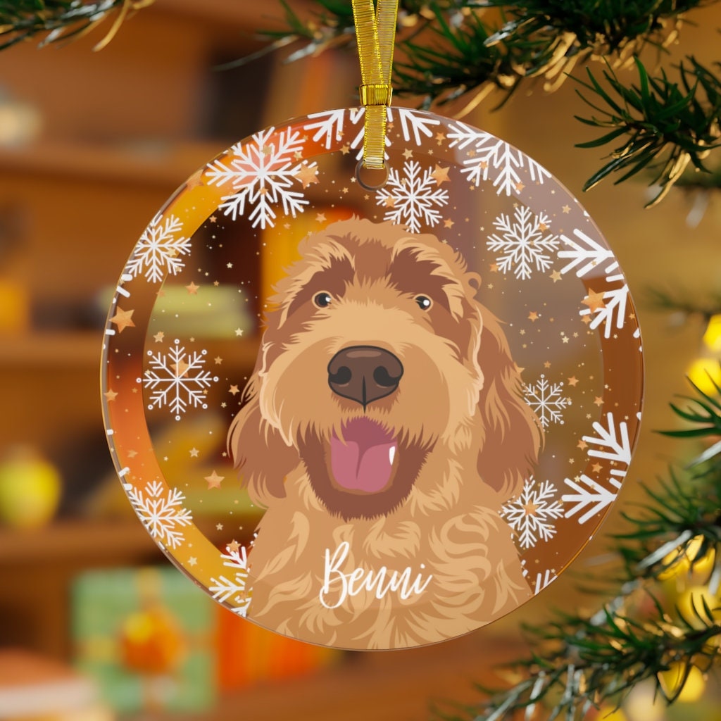 Christmas F1B Goldendoodle Ornament | Glass ywd4kc-br.myshopify.com
