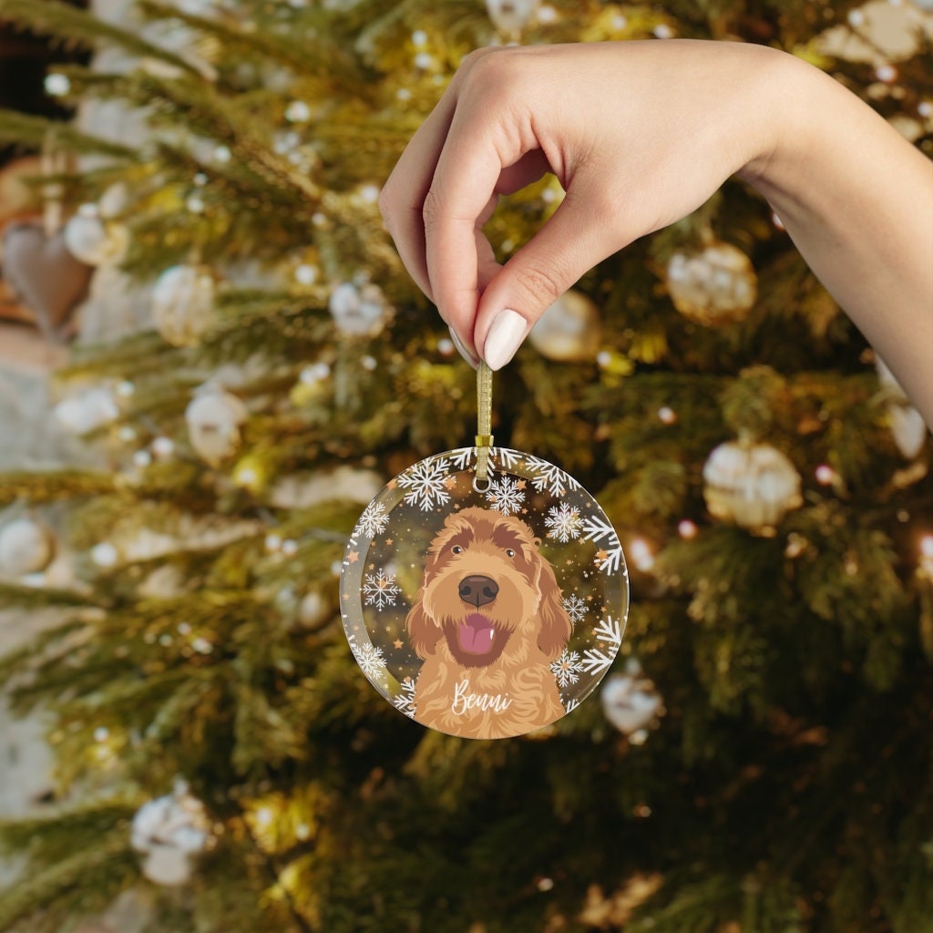 Christmas F1B Goldendoodle Ornament | Glass ywd4kc-br.myshopify.com