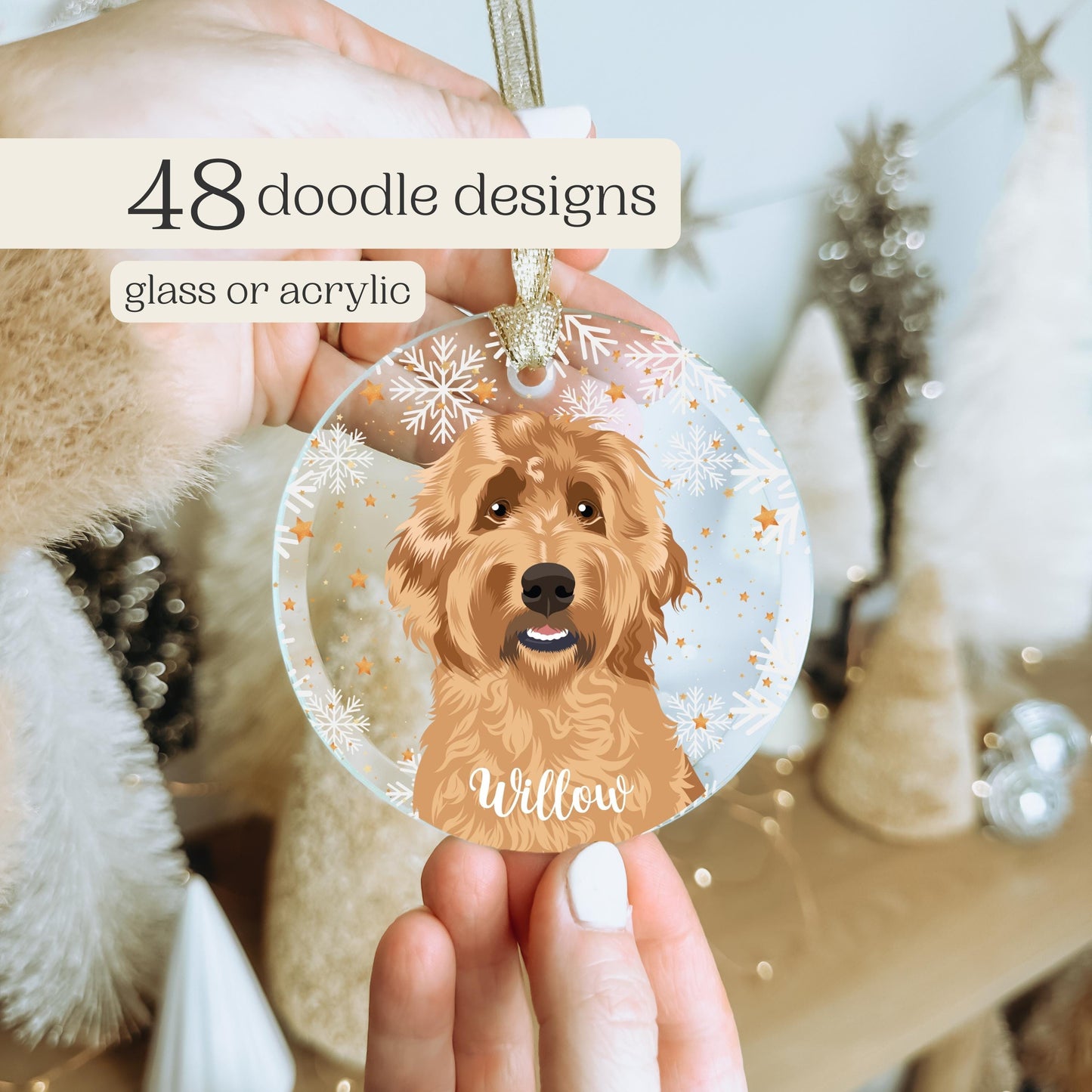 Christmas Golden Doodle Ornament | Glass | Acrylic ywd4kc-br.myshopify.com