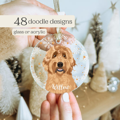 Christmas Golden Doodle Ornament | Glass | Acrylic ywd4kc-br.myshopify.com