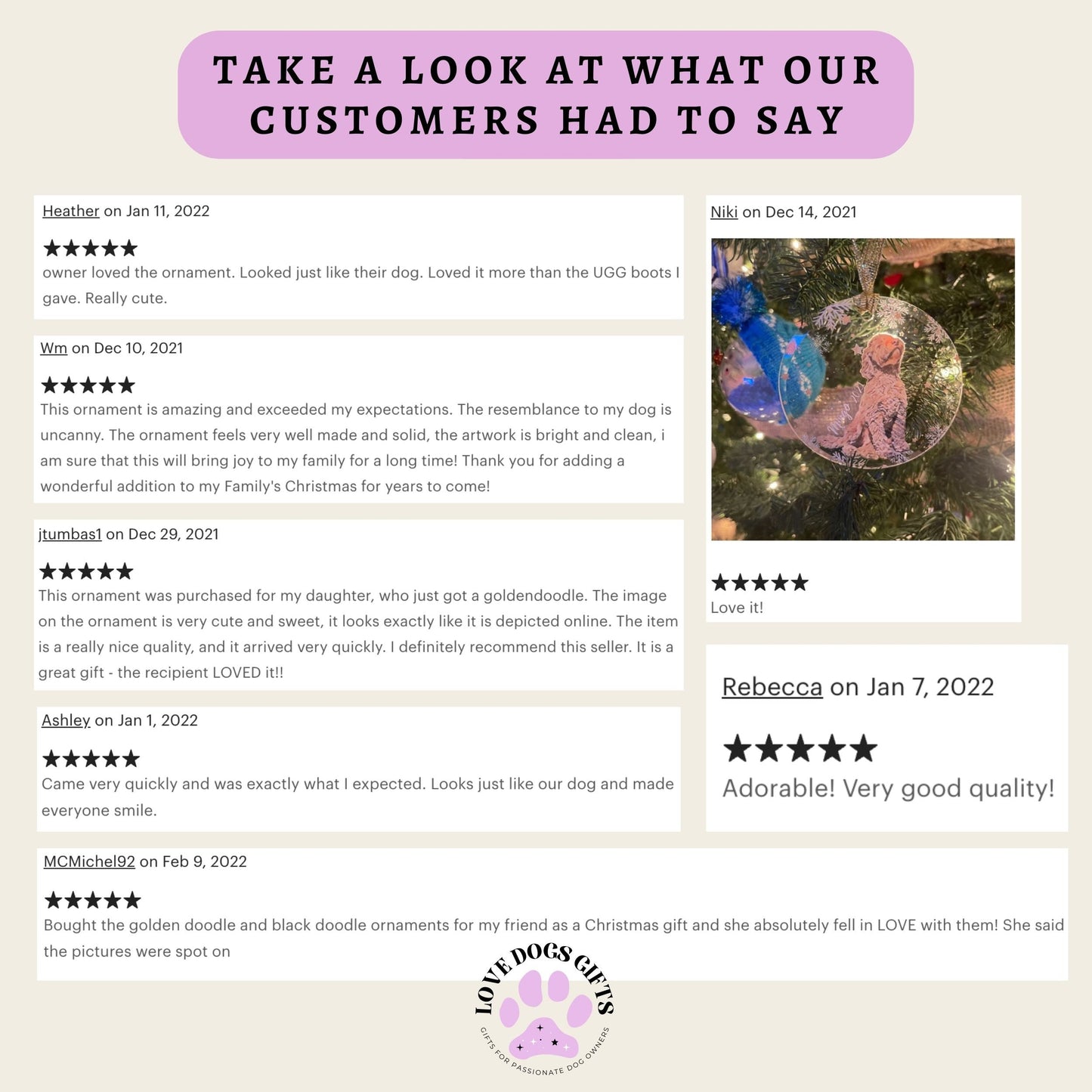 Christmas Golden Doodle Ornament | Glass | Acrylic ywd4kc-br.myshopify.com