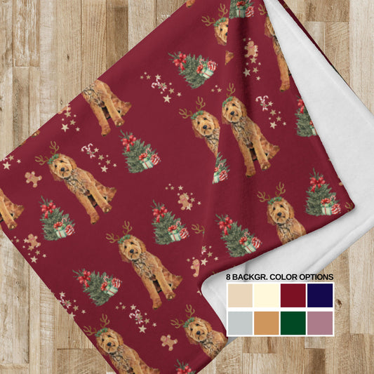 Christmas Goldendoodle Blanket, Throw Blanket, golden doodle gift, grandma gift, doodle mom xmas gift throw blanket, dad gift, doodle puppy ywd4kc-br.myshopify.com