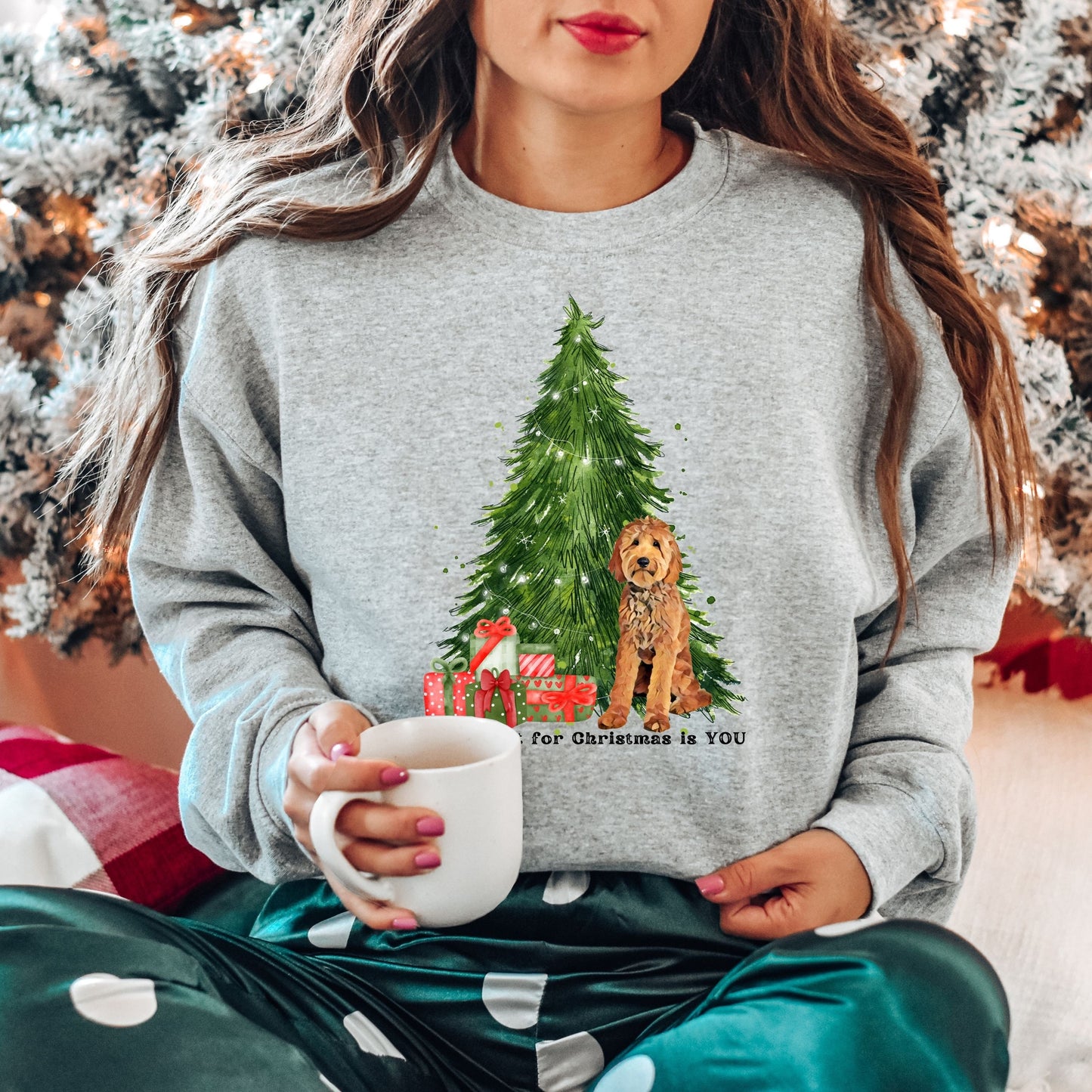 Christmas Goldendoodle Sweatshirt, All I want for Christmas is Golden doodle, Dog Mom Sweatshirt, Popular dog shirt, Fall Goldendoodle Gift ywd4kc-br.myshopify.com