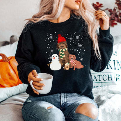 Christmas Goldendoodle Sweatshirt, Winter Dog Shirt, Snowman, Coffee, Golden Doodle Gifts, Cockapoo Sweater, Labradoodle, Dog Mom Sweatshirt ywd4kc-br.myshopify.com