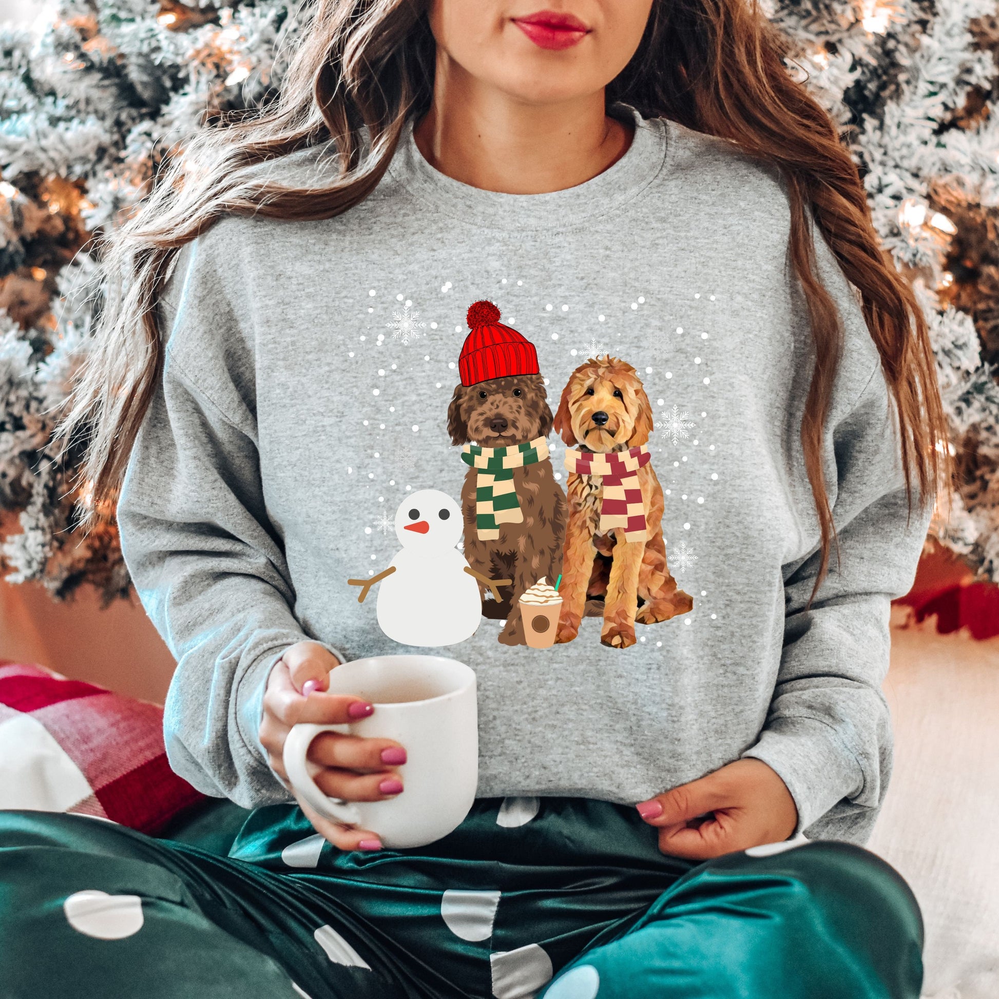 Christmas Goldendoodle Sweatshirt, Winter Dog Shirt, Snowman, Coffee, Golden Doodle Gifts, Cockapoo Sweater, Labradoodle, Dog Mom Sweatshirt ywd4kc-br.myshopify.com