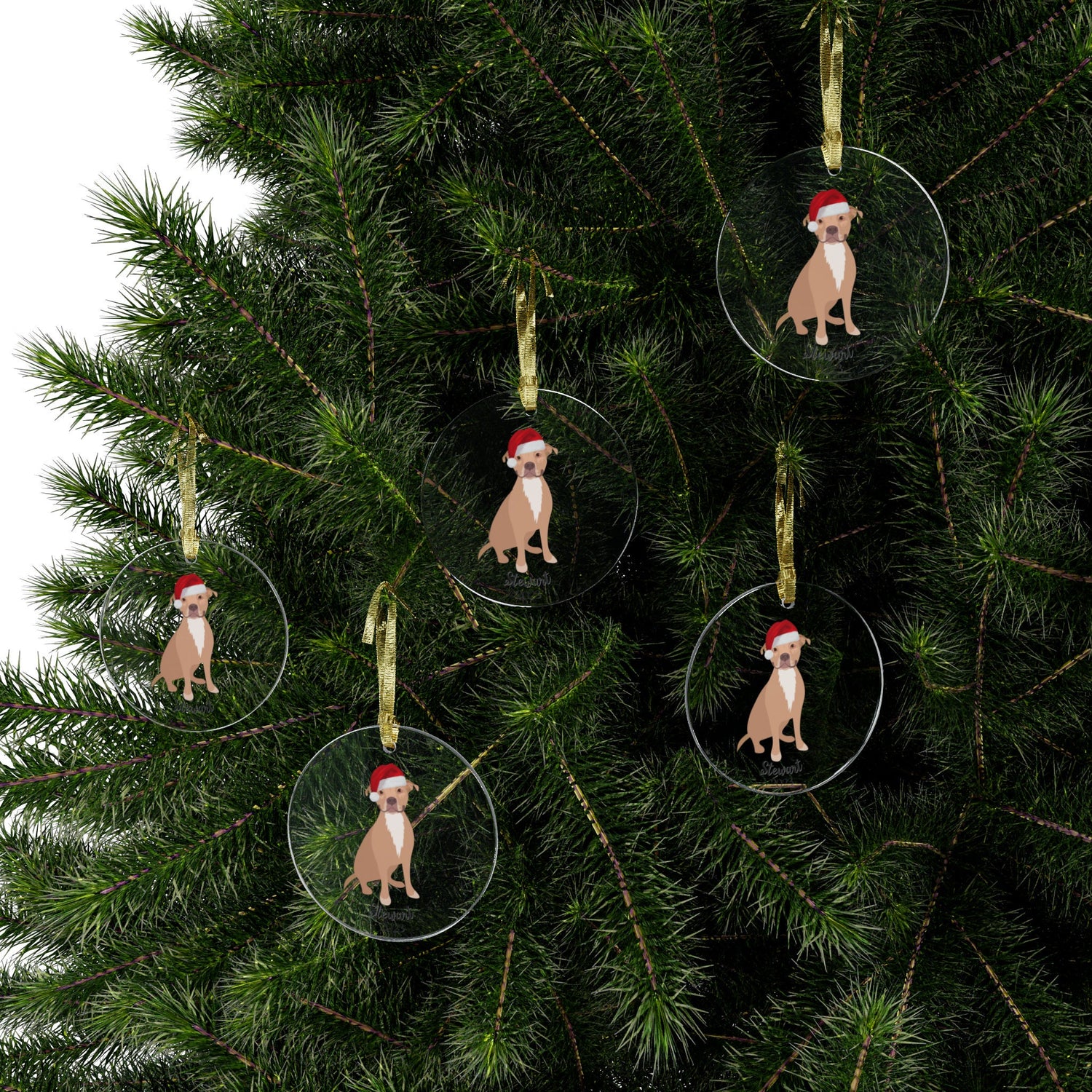 Christmas Hat Pitbull Ornament ywd4kc-br.myshopify.com
