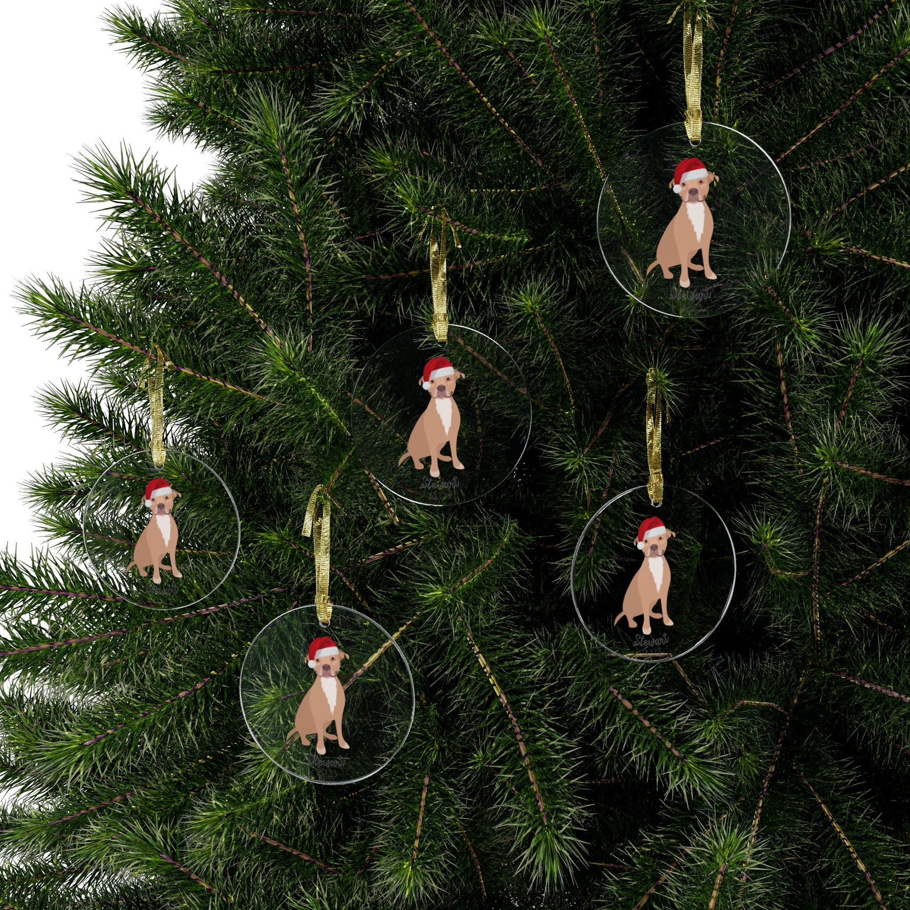 Christmas Hat Pitbull Ornament ywd4kc-br.myshopify.com