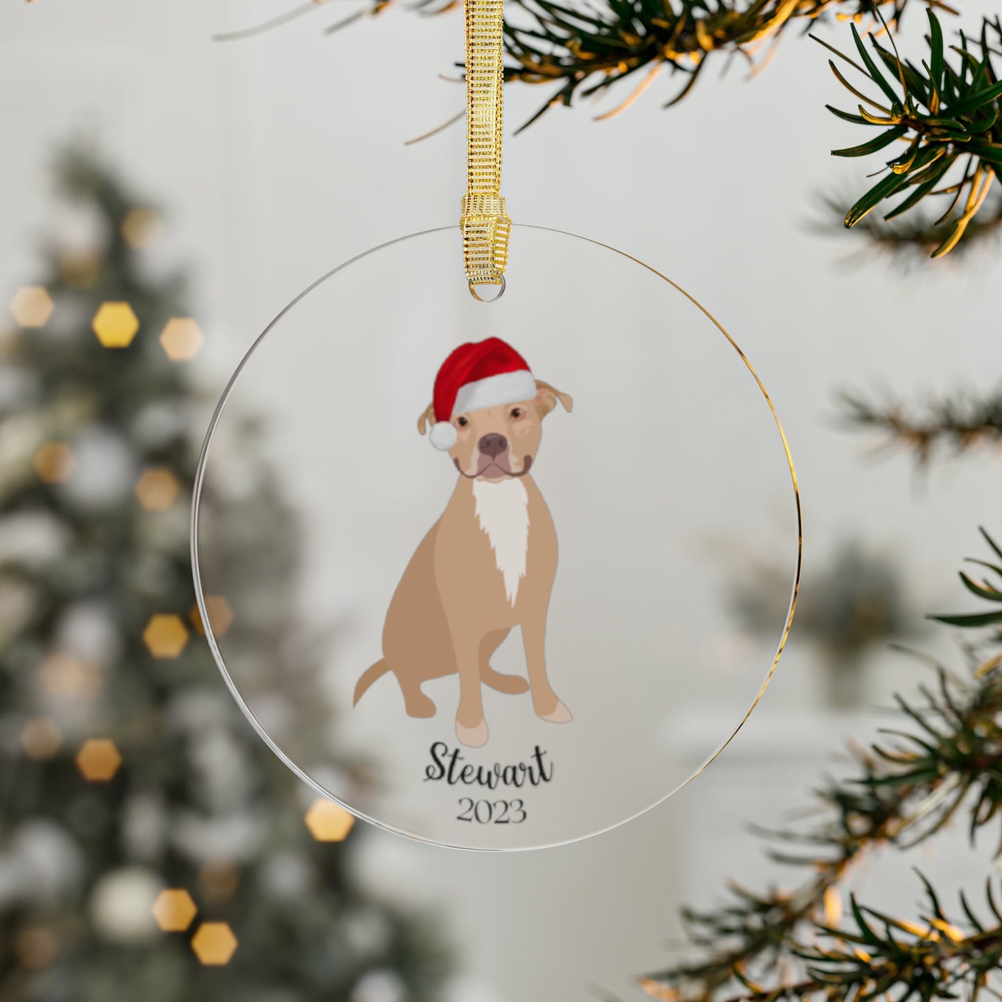 Christmas Hat Pitbull Ornament ywd4kc-br.myshopify.com