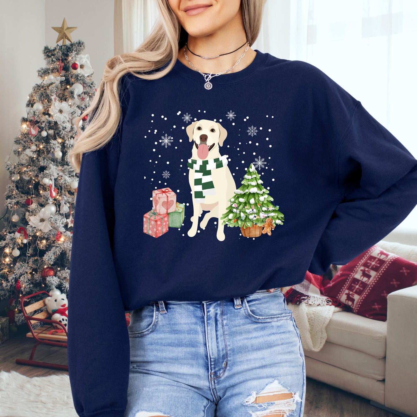 Christmas Labrador Sweater, red fox labrador sweatshirt, labrador gift, black labrador owner shirt, Christmas dog sweater, ugly xmas sweater ywd4kc-br.myshopify.com
