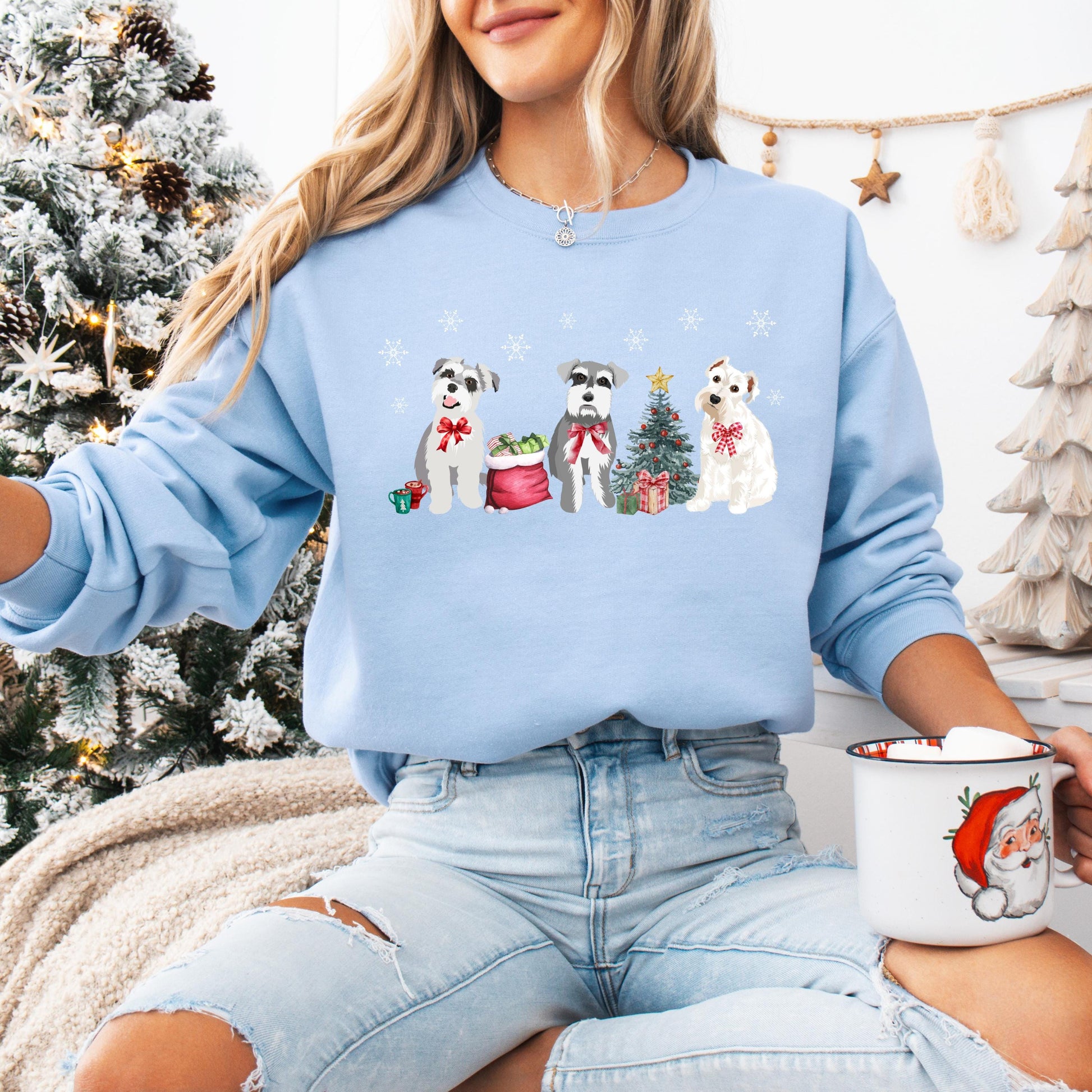 Christmas Mini Schnauzer Sweatshirt, xmas schnauzer gifts, winter schnauzer shirt, wife anniversary gift, dog mom tee, thanksgiving sweater ywd4kc-br.myshopify.com