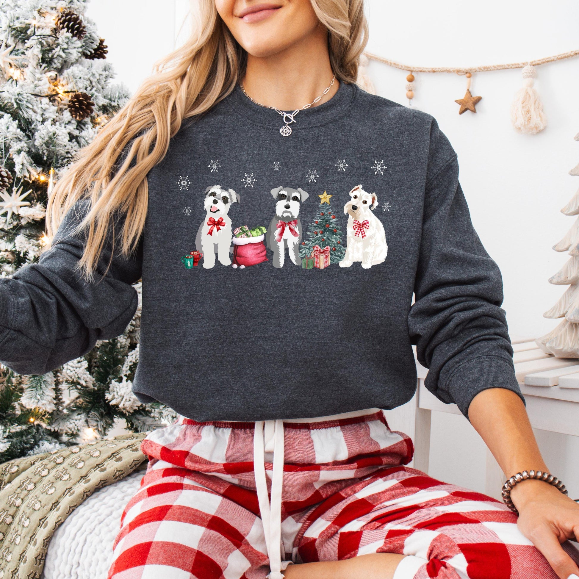 Christmas Mini Schnauzer Sweatshirt, xmas schnauzer gifts, winter schnauzer shirt, wife anniversary gift, dog mom tee, thanksgiving sweater ywd4kc-br.myshopify.com