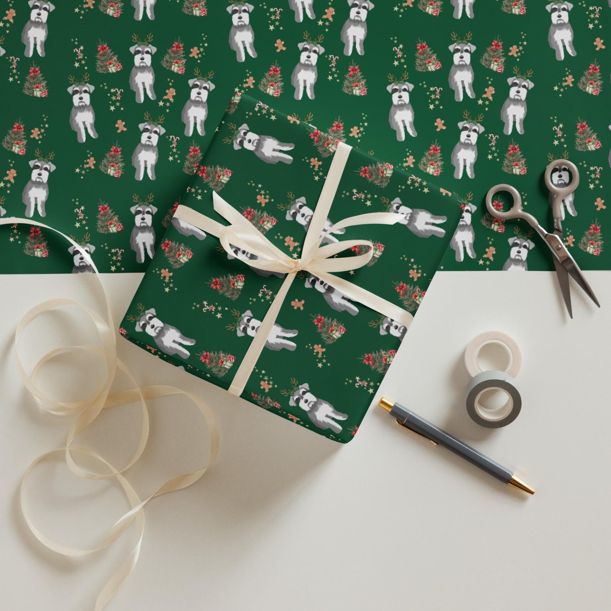 Christmas Mini Schnauzer Wrapping Paper Sheets | Set of 3 Sheets ywd4kc-br.myshopify.com