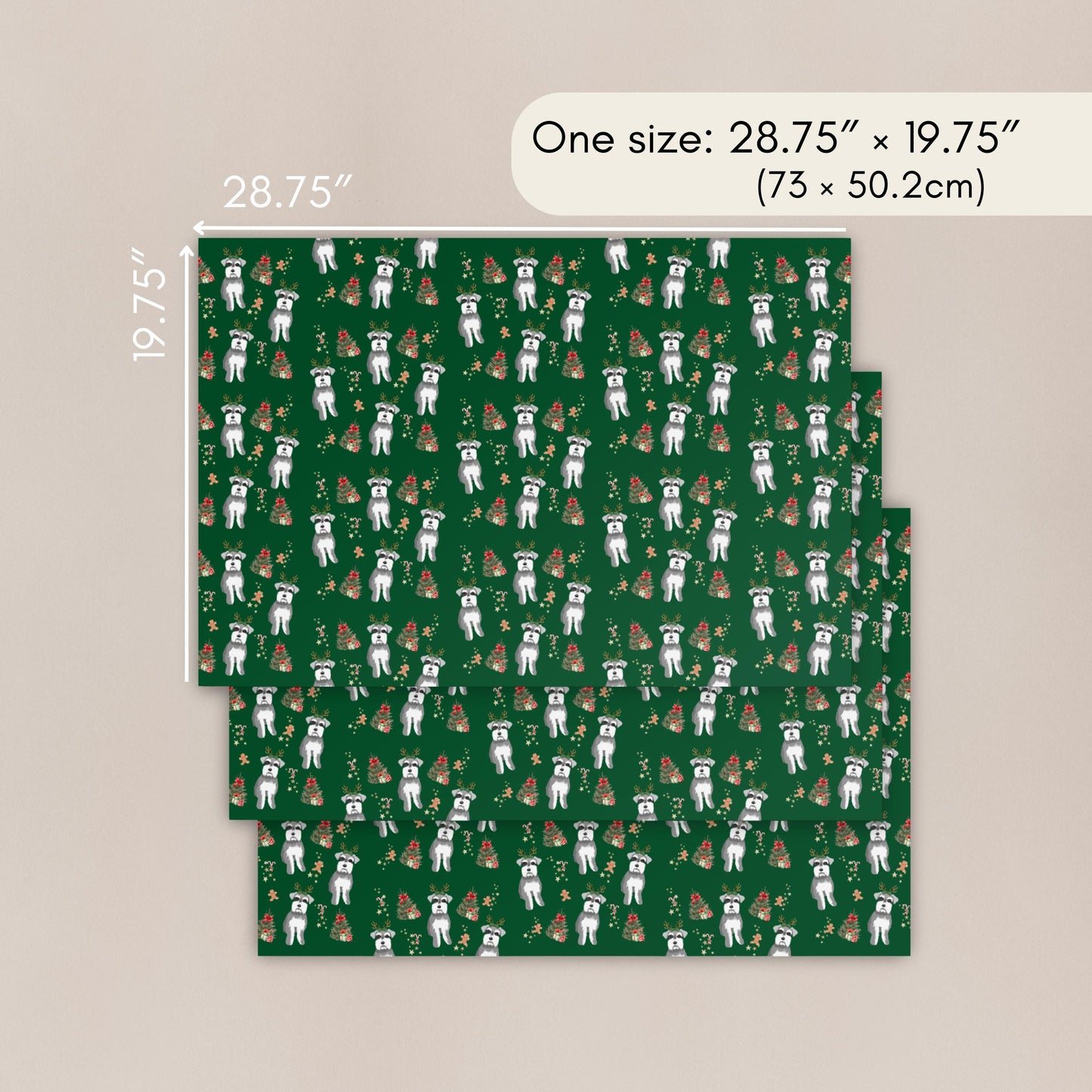 Christmas Mini Schnauzer Wrapping Paper Sheets | Set of 3 Sheets ywd4kc-br.myshopify.com