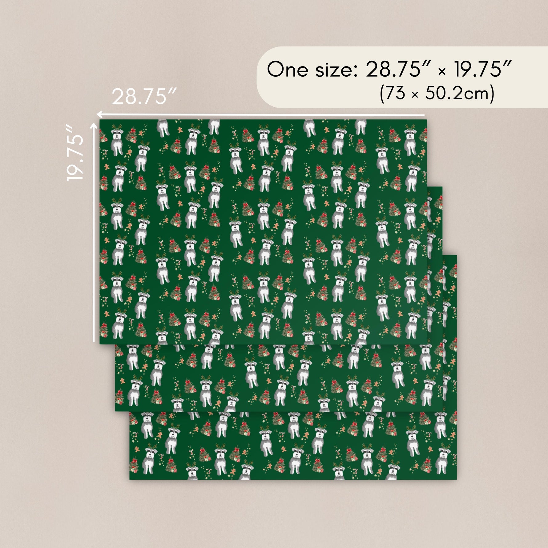 Christmas Mini Schnauzer Wrapping Paper Sheets | Set of 3 Sheets ywd4kc-br.myshopify.com