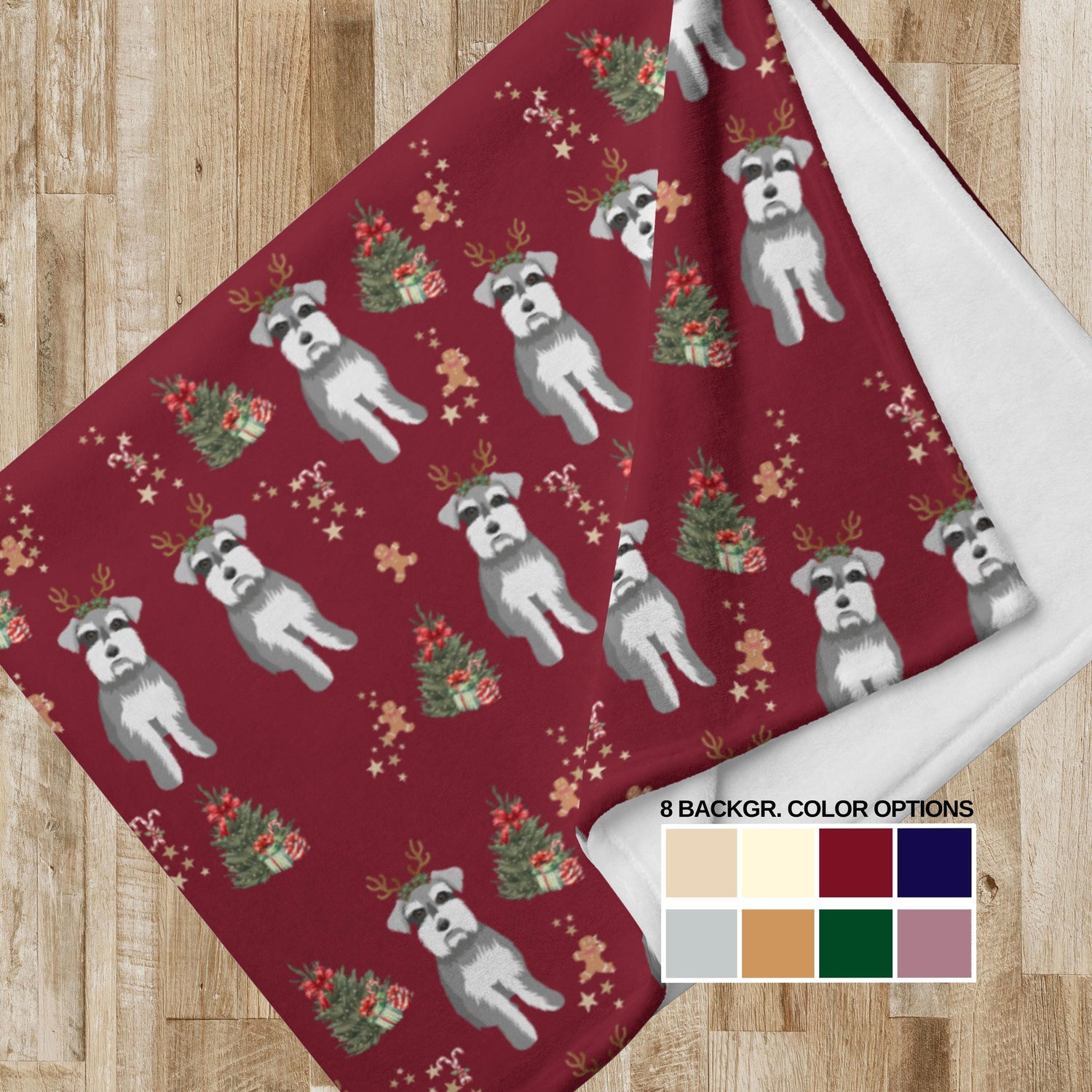 Christmas Miniature Schnauzer Blanket, Throw Blanket, mini schnauzer gift, grandma gift, dog mom xmas gift throw blanket, dad gift, puppy ywd4kc-br.myshopify.com