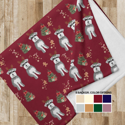 Christmas Miniature Schnauzer Blanket, Throw Blanket, mini schnauzer gift, grandma gift, dog mom xmas gift throw blanket, dad gift, puppy ywd4kc-br.myshopify.com