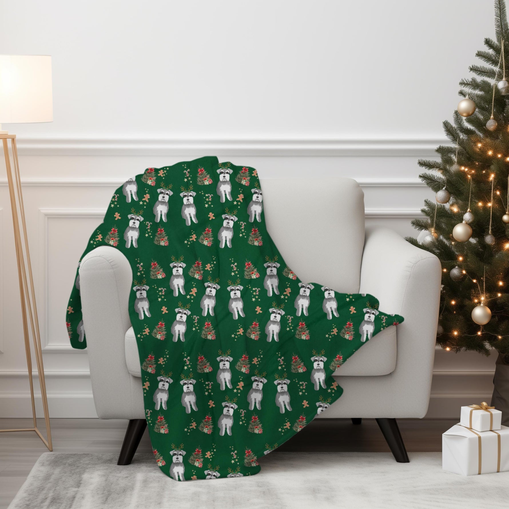 Christmas Miniature Schnauzer Blanket, Throw Blanket, mini schnauzer gift, grandma gift, dog mom xmas gift throw blanket, dad gift, puppy ywd4kc-br.myshopify.com
