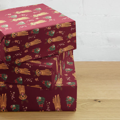 Christmas Red Golden Retriever Wrapping Paper Sheets, golden dog xmas gift, dog owner gift, stocking stuffer, xmas festive gift ywd4kc-br.myshopify.com