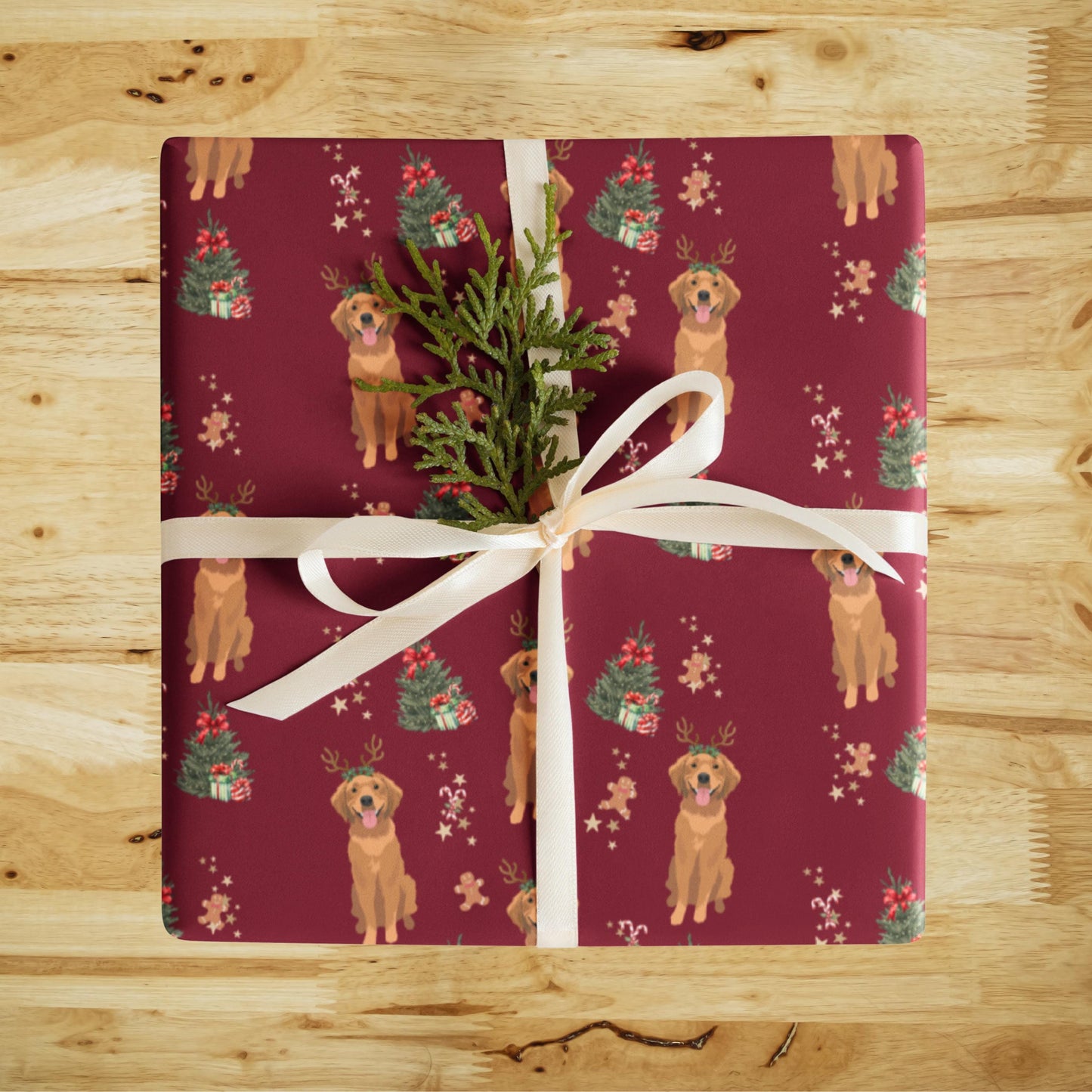 Christmas Red Golden Retriever Wrapping Paper Sheets, golden dog xmas gift, dog owner gift, stocking stuffer, xmas festive gift ywd4kc-br.myshopify.com