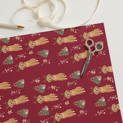 Christmas Red Golden Retriever Wrapping Paper Sheets, golden dog xmas gift, dog owner gift, stocking stuffer, xmas festive gift ywd4kc-br.myshopify.com