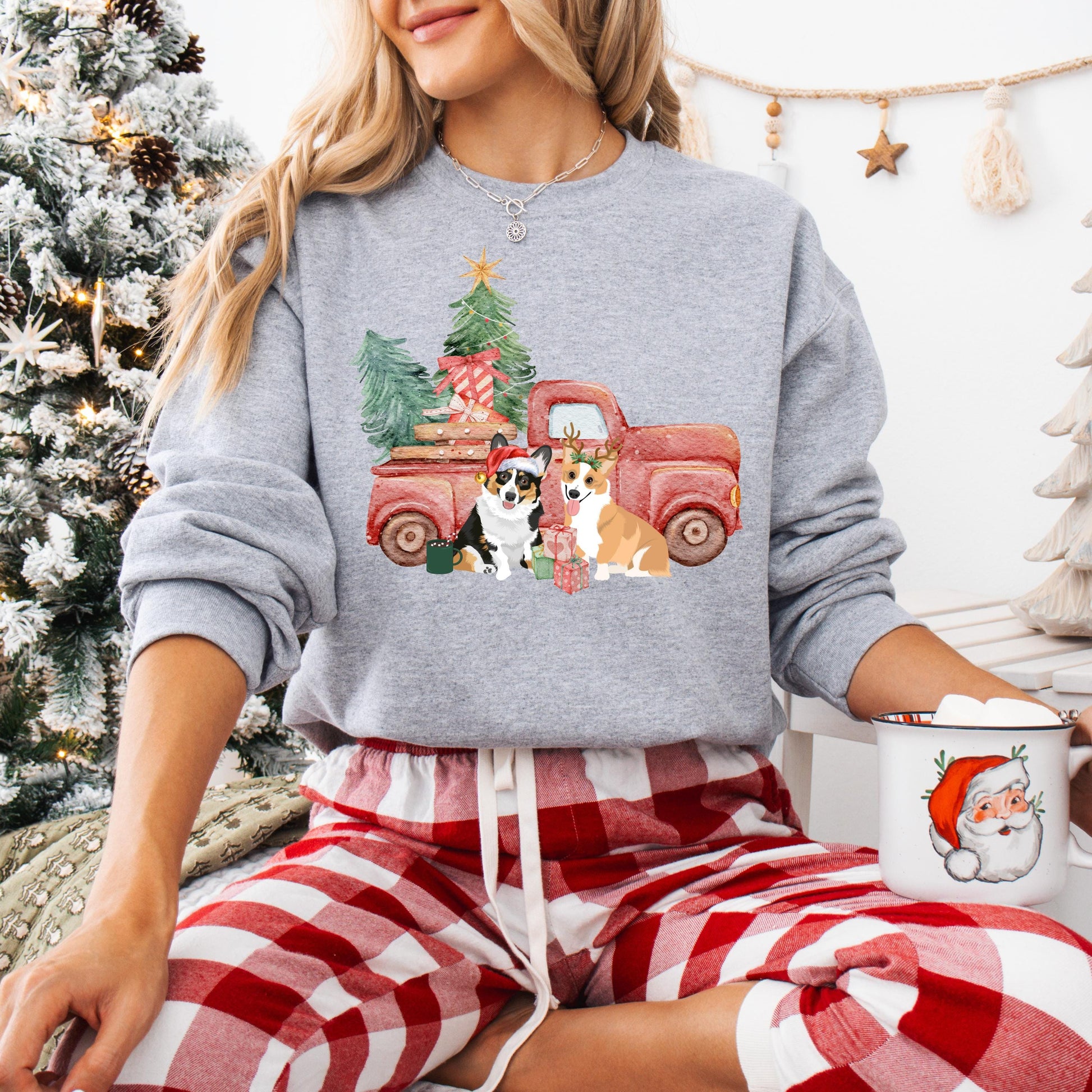 Christmas Truck Corgi Sweatshirt, pembroke welsh corgi Christmas gift, cardigan corgi mom shirt, ugly xmas sweater, wife birthday gift ywd4kc-br.myshopify.com