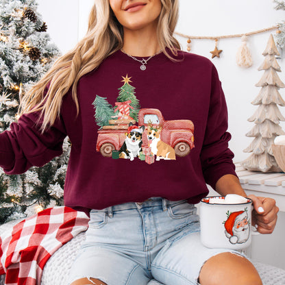 Christmas Truck Corgi Sweatshirt, pembroke welsh corgi Christmas gift, cardigan corgi mom shirt, ugly xmas sweater, wife birthday gift ywd4kc-br.myshopify.com